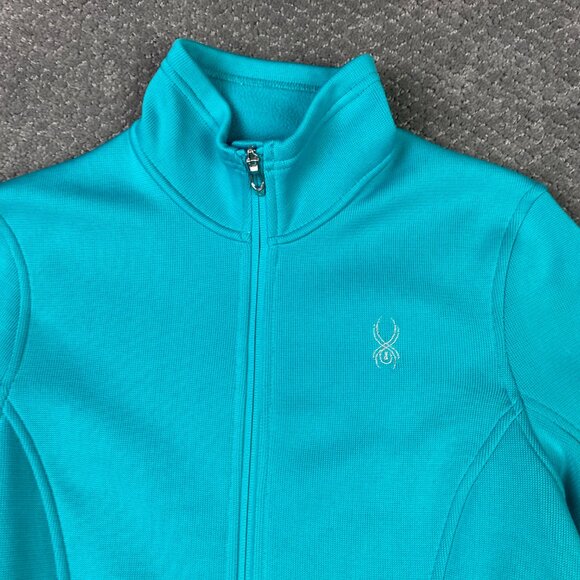 Spyder Core Sweater Full Zip Women's Large Teal Turquoise - Picture 2 of 15